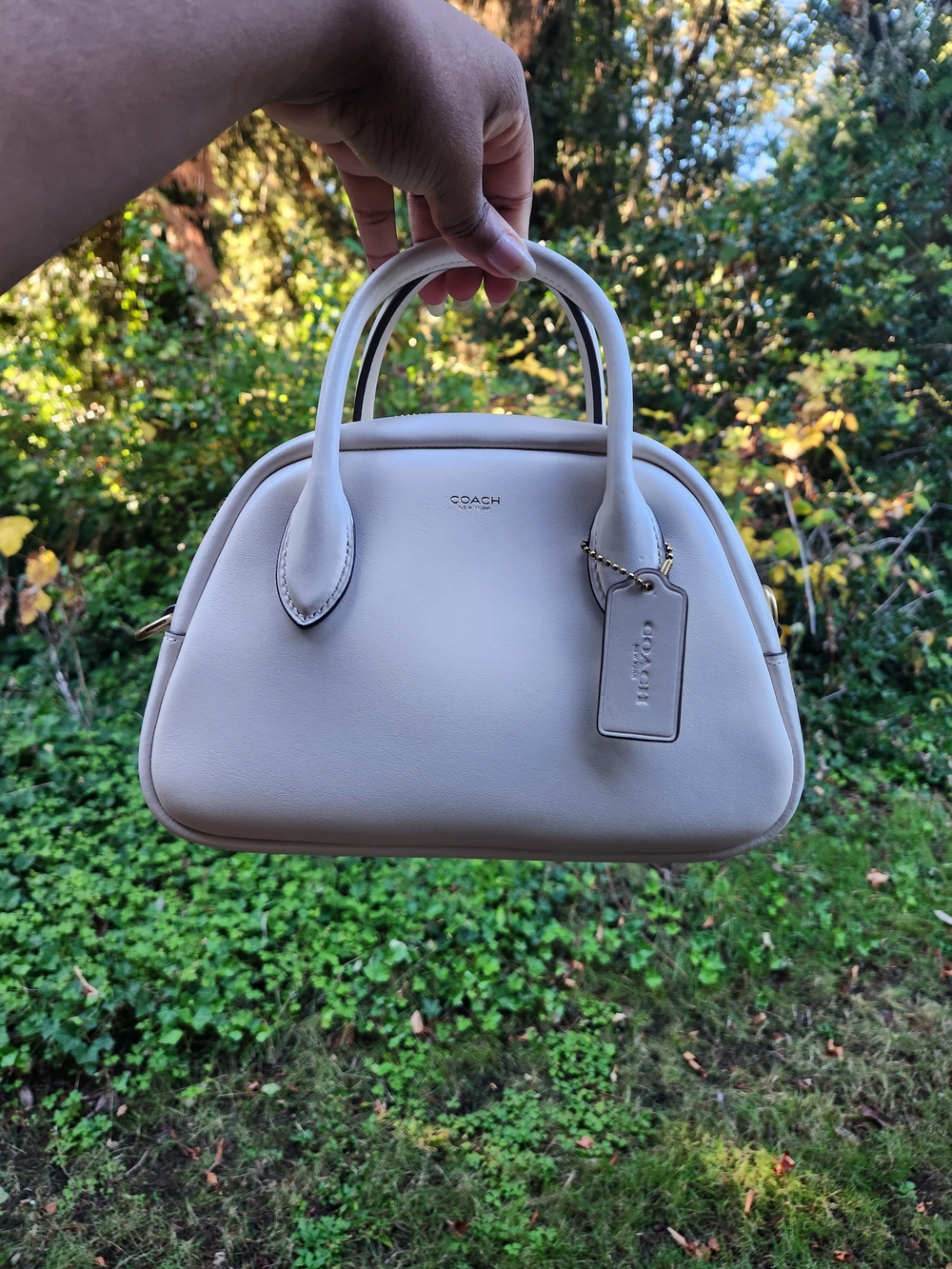Coach Leather borough bowling bag in White